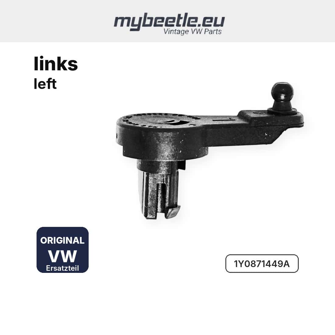 Kurbelarm Verdeckklappe links VW New Beetle Cabrio 1Y0871449A – original VW, Seitenansicht