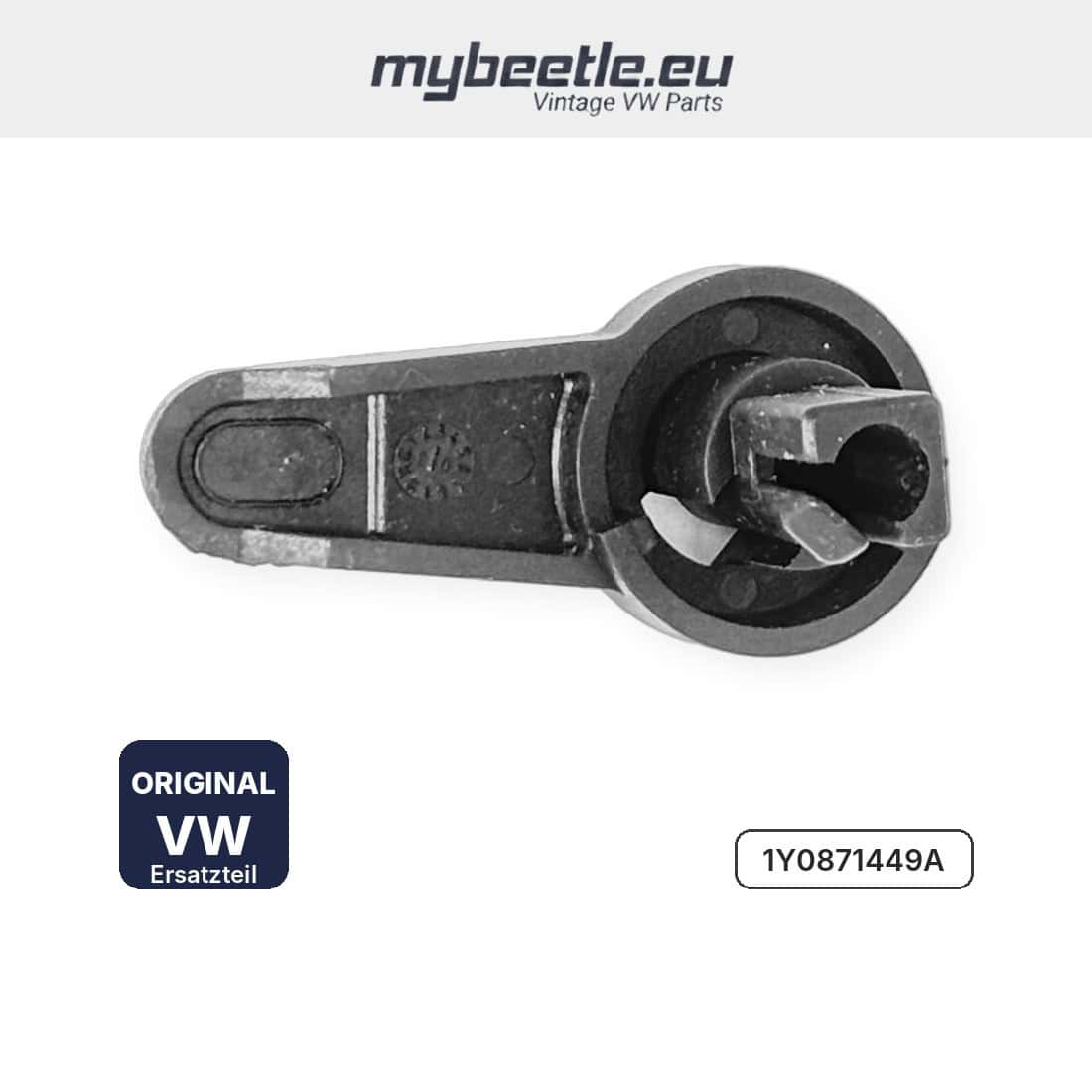 Kurbelarm Verdeckklappe links 1Y0871449A – Unterseite mit Aufnahme für den Stellmotor, VW New Beetle Cabrio