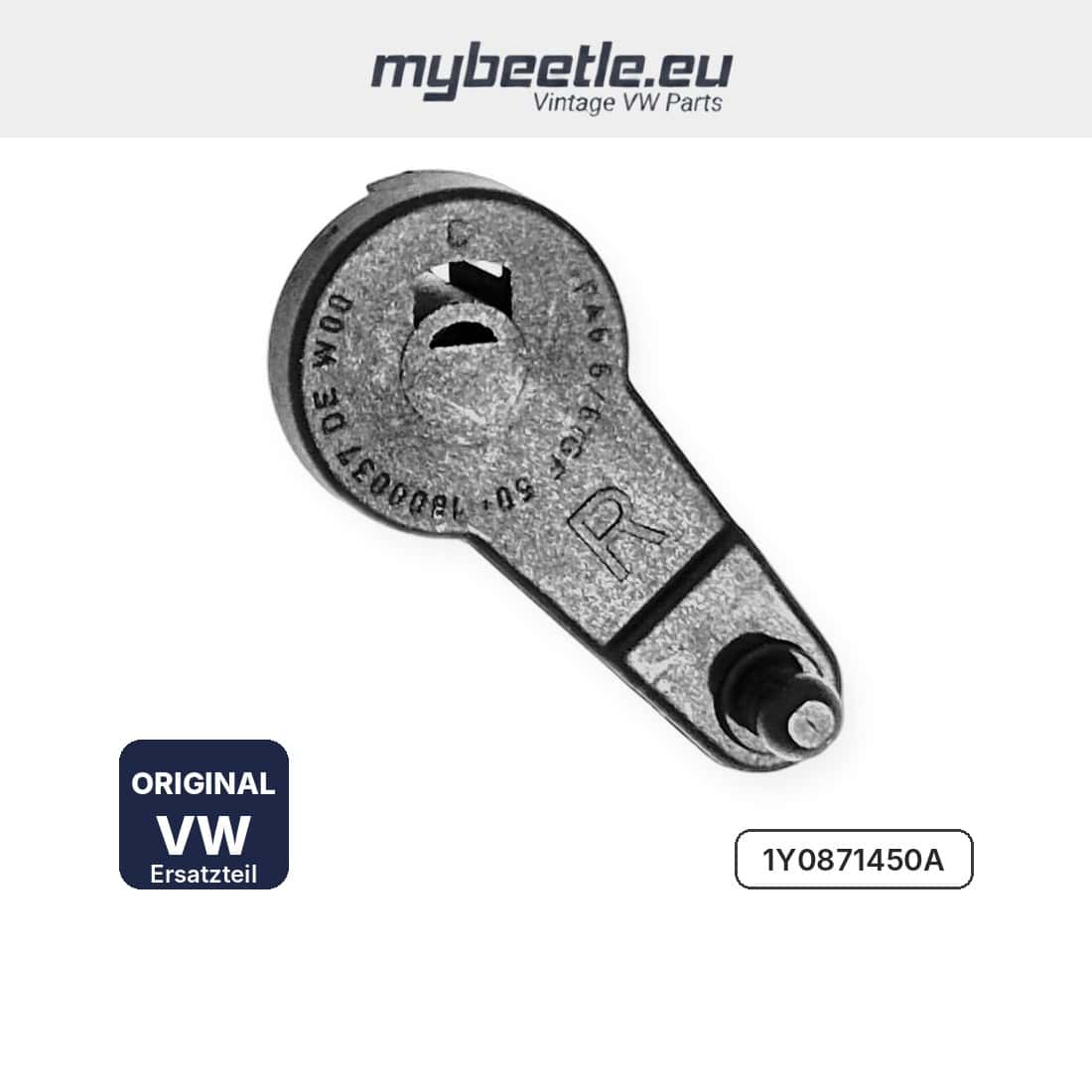 Kurbelarm Verdeckklappe rechts mit Prägung R und Nummer 1800037 – original VW 1Y0871450A