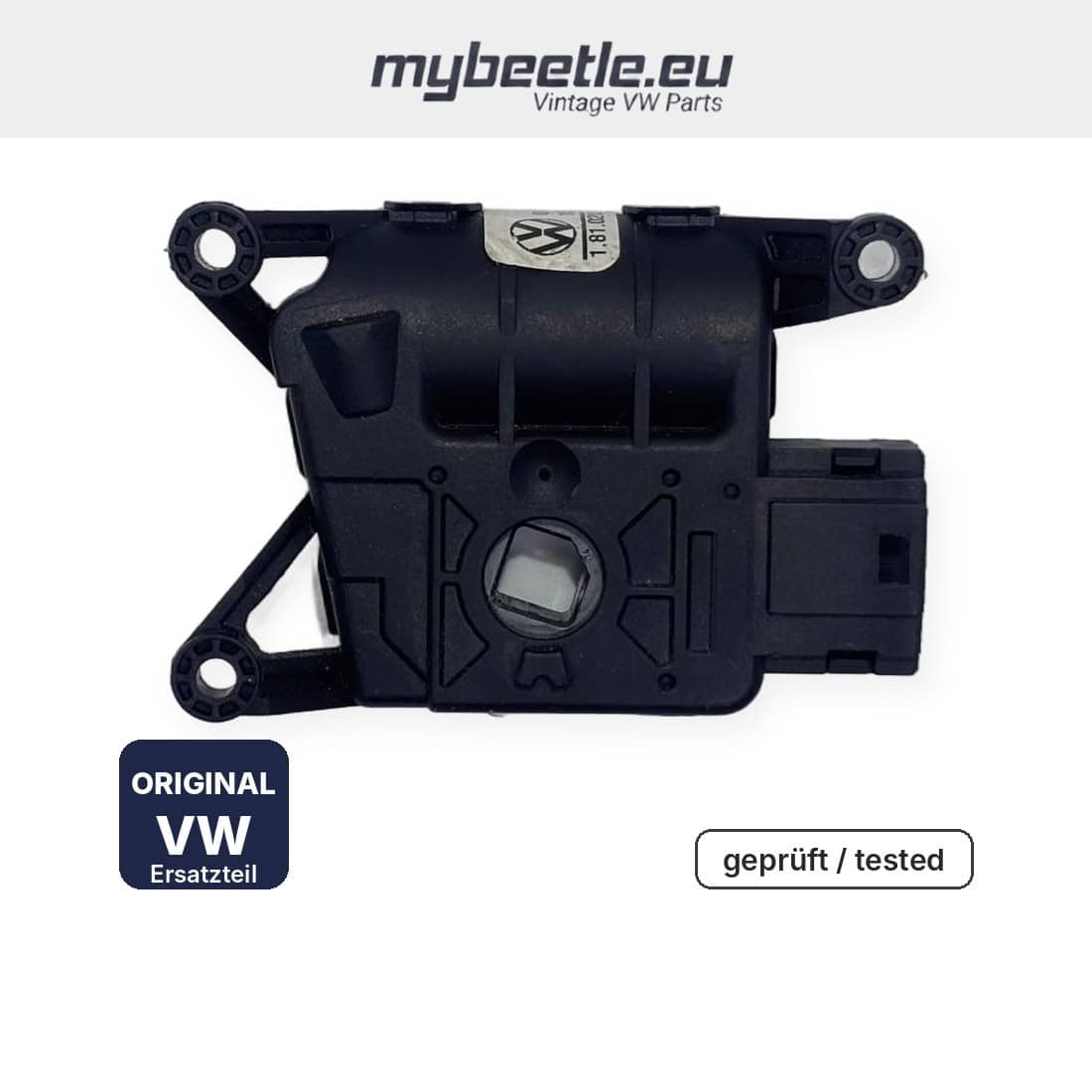 Stellmotor Verdeckklappe 1Y0959311A / 8J0959311A Rückseite mit VW-Etikett – New Beetle Cabrio Flaps