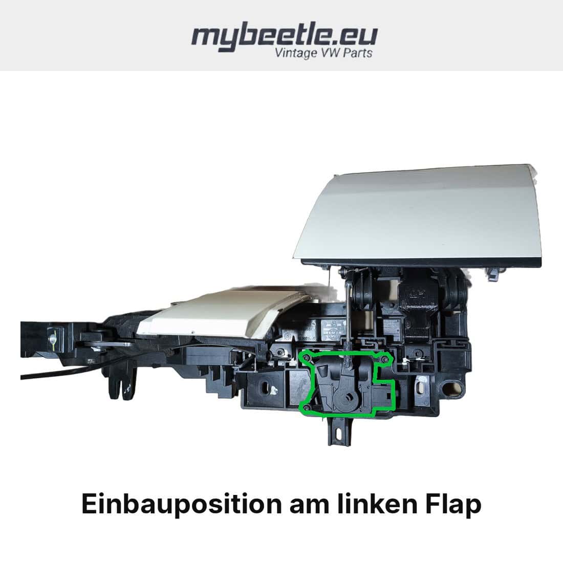 Einbauposition Stellmotor Verdeckklappe 1Y0959311A / 8J0959311A am linken Flap – VW New Beetle Cabrio